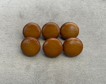 Leather buttons tan smooth top design 16mm a set of 6