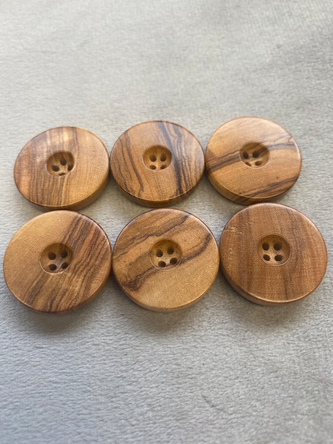 Vintage Wood Buttons Polished Finish 22mm a Set of 6 Etsy