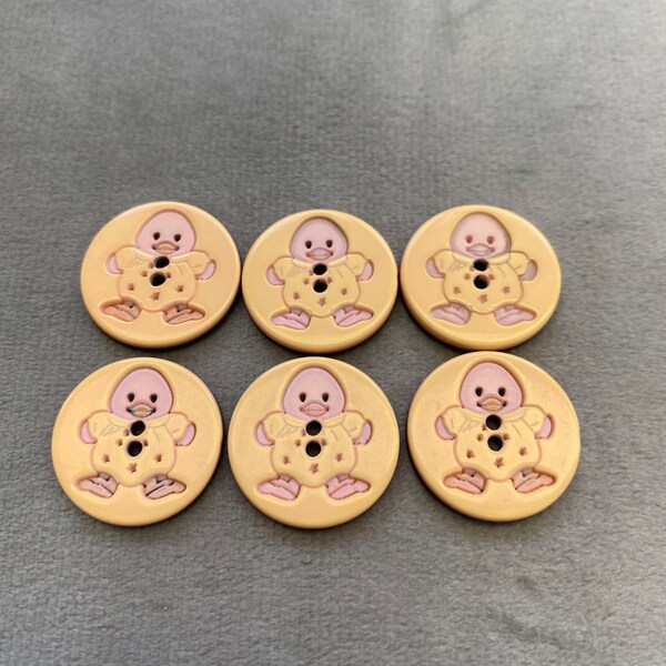 Cute chick buttons peach 20mm a set of 6