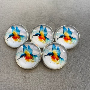 feathers - birds - bird feathers Buttons large 2.2'' (5-pack)