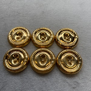 Metal buttons gold tone textured design 19mm a set of 6