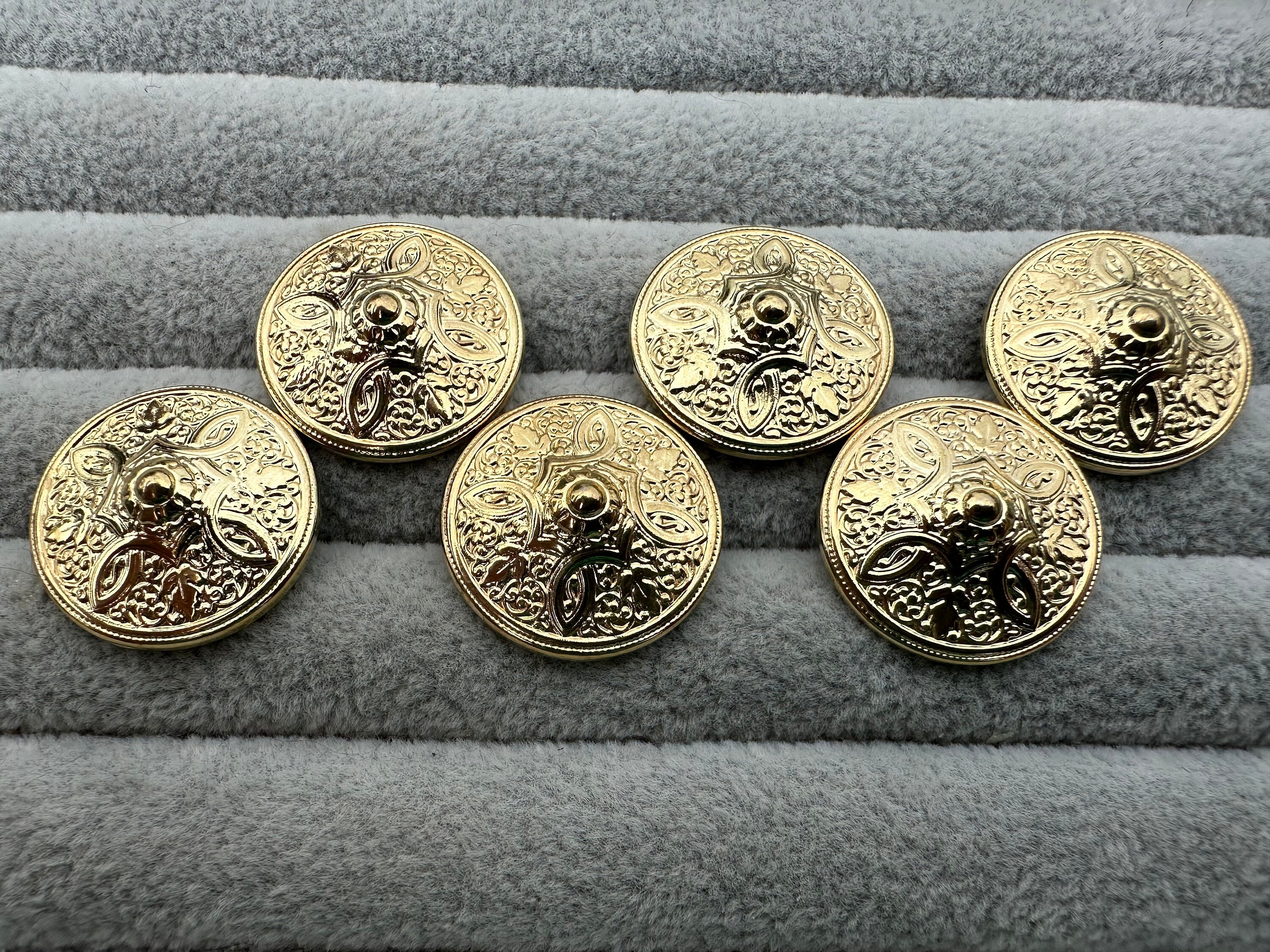 Lot De 6 Boutons Métal Doré 23 Mm - Neufs Pour Couture Ou Customisation