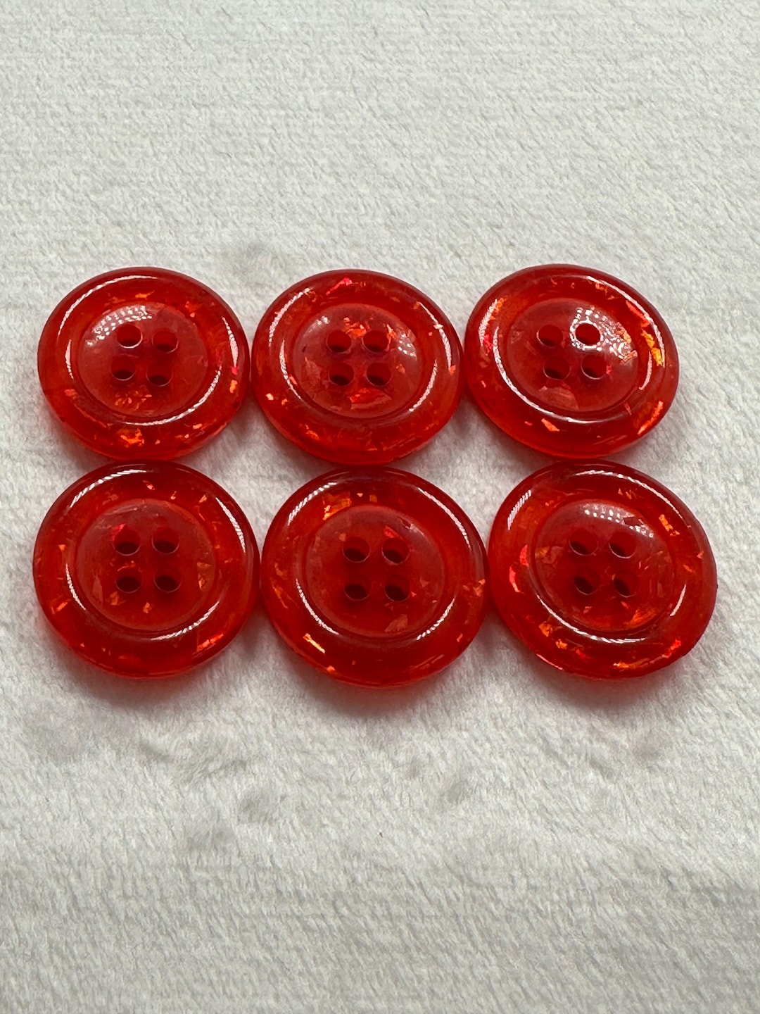 Red Buttons 20mm Enhanced With Glitter Shards a Set of Six - Etsy