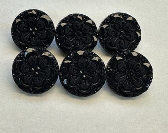 黒いバラのボタン10個、黒い花のボタン、黒いボタン、黒いシャンク