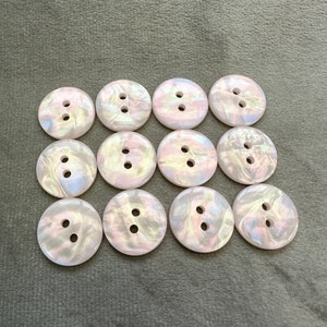 Iridescent buttons pink pastel shade 17mm a set of 12