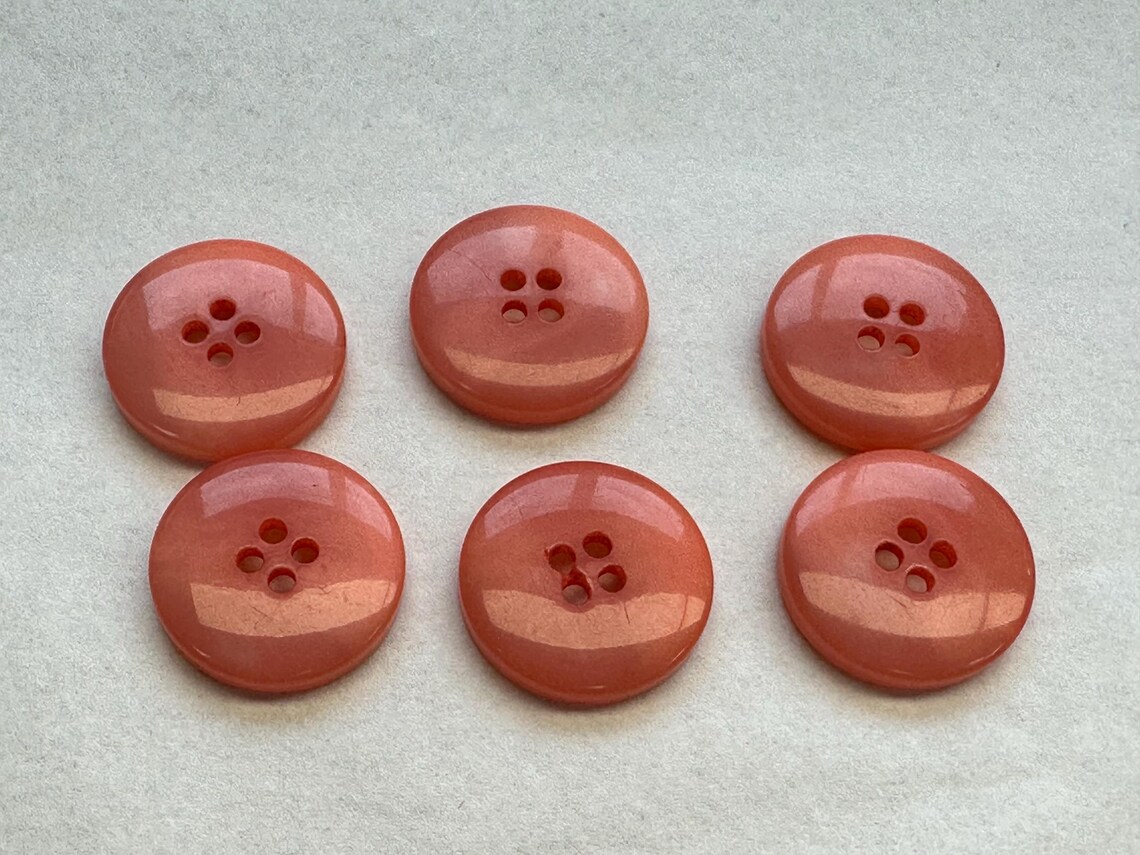 Coral Orange Buttons 25mm a Set of Six With a Glossy Finish - Etsy