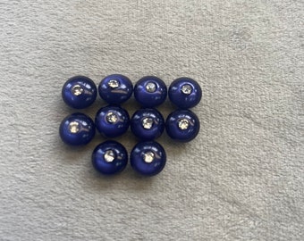 Boutons strass bleu marine nacré 7 mm le lot de 10