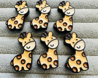 Giraffe buttons multicoloured 24 x 32mm a set of 6