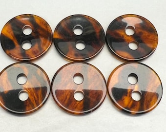 Botón de imitación de carey de 34 mm, juego de seis unidades