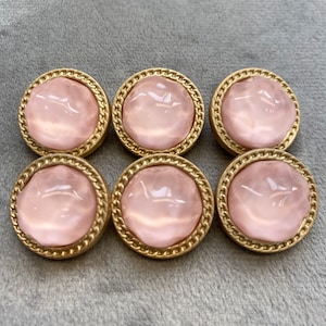 Jewel buttons pink and matt gold effect 20mm a set of 6