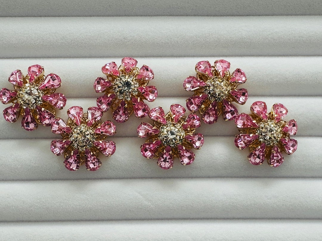 Jewel Buttons Pink in a Gold-tone Metal Setting 26mm a Set of 6 - Etsy