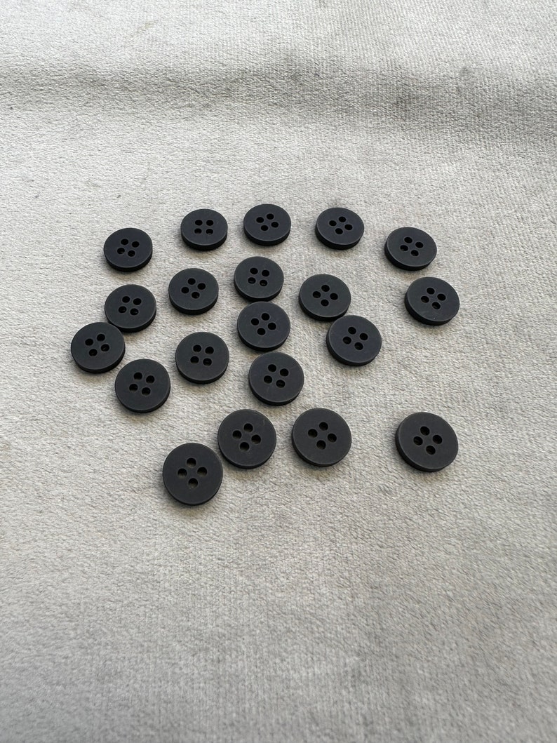 matt buttons black shirt style 11mm a set of 20 image 2