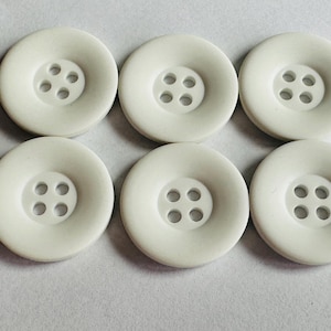 Matte White Buttons 20mm: Raised Border, Four-Hole - Set of 6