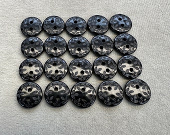 Boutons feuille noirs gravés 12 mm le lot de 20