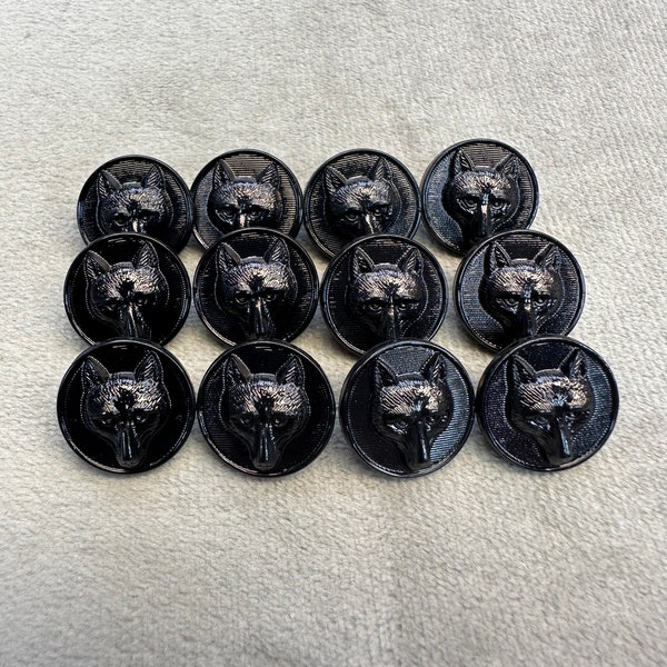 Fox buttons black glossy finish 15mm a set of 12