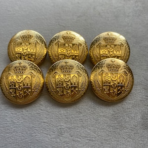 6pcs, 15mm Metal Shank Gold Button, Flat Heat Metal Buttons, High Quality  Metal Blazer Button 24L Size 