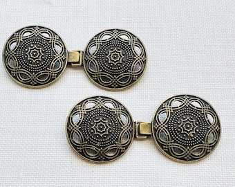 Cierres metálicos circulares tono bronce de 6,4 x 2,8 cm para cárdigans y capas (juego de 2)