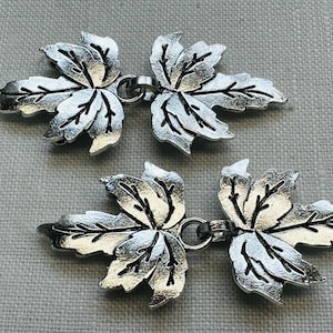 Cierres de hoja de metal plateados: juego de 2 cierres botánicos decorativos