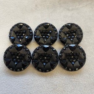 Sparkly buttons black decorative design 21mm a set of 6