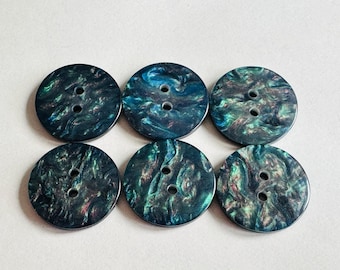 Galaxy shimmer buttons 25mm multicoloured pearl finish two-hole sew through, sold as a set of six buttons. Knitwear, jackets, fashion, craft