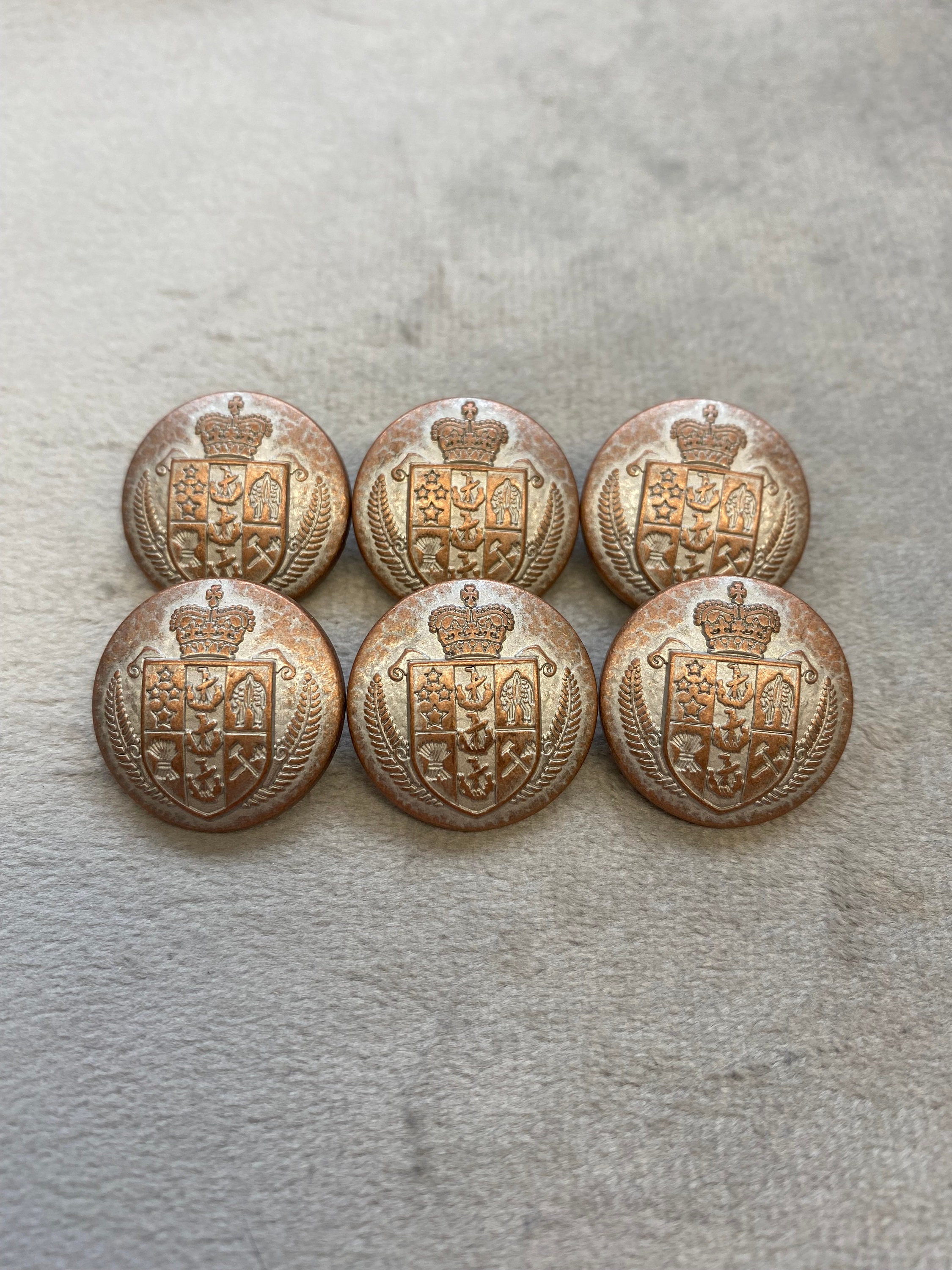 Blazer Buttons Gold Tone Military Design 19mm a Set of 5 