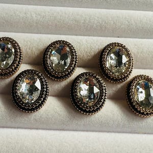 Jewel Buttons: Silver & Gold-Tone, Glamorous Evening Wear - Set of 6