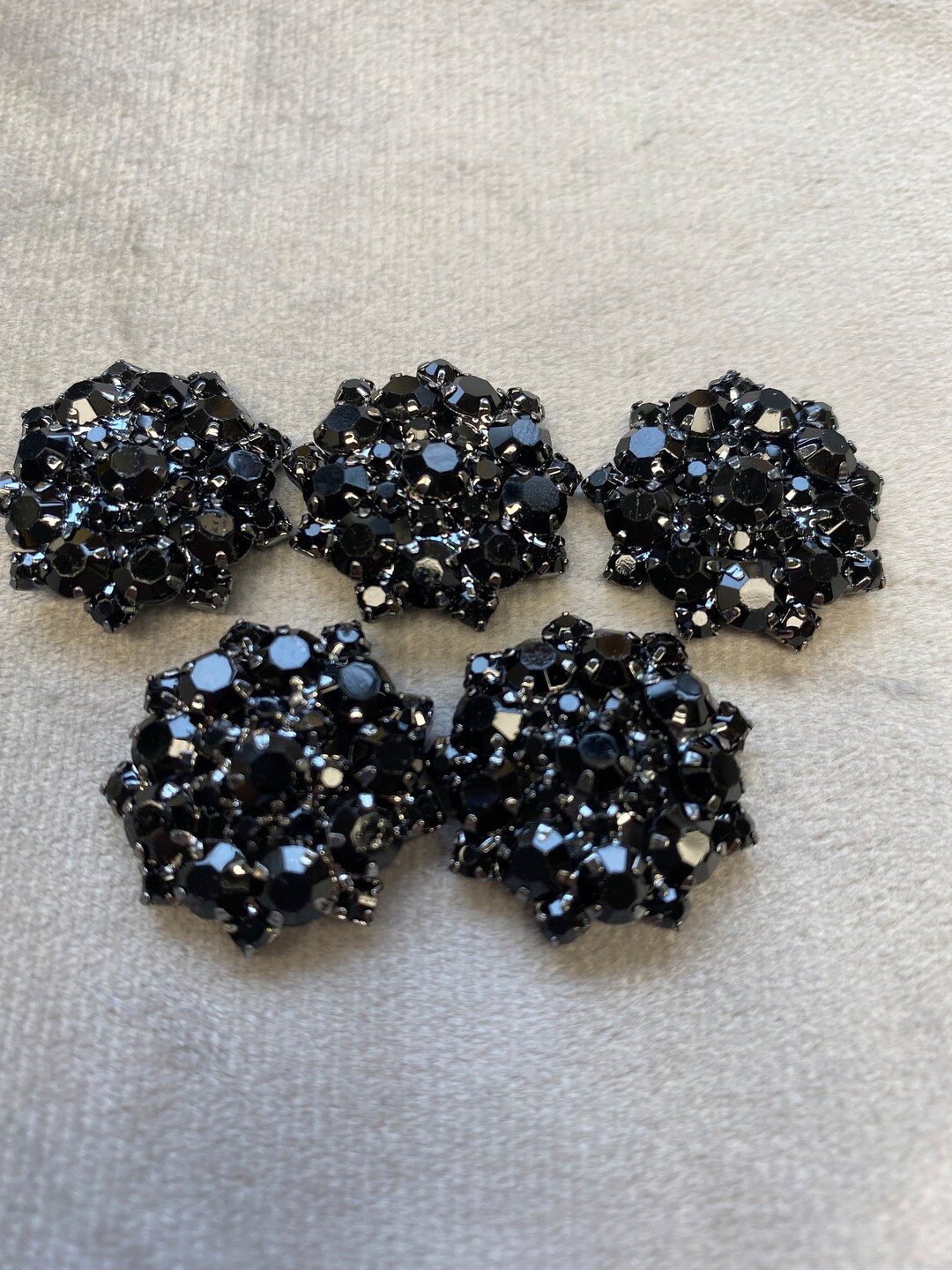 Rhinestone Buttons Black Sparkling Design 22mm a Set of 5 - Etsy