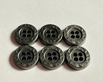 Metal Buttons - Raised Edge Dark Gunmetal Metal Hole Buttons MODITEC Metal Buttons Short Outer