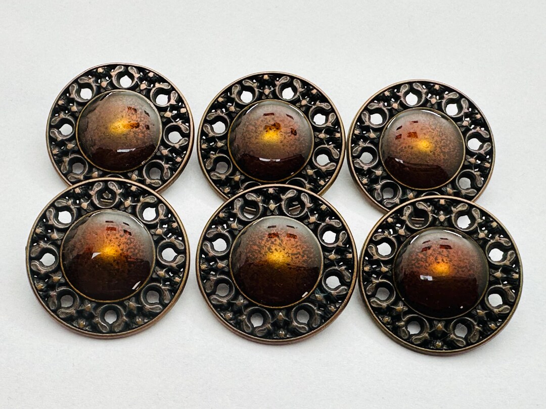 Copper-tone Buttons 28mm With a Shimmering Centre on a Shank a Set of ...