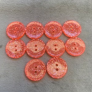 Glitter buttons orange opaque design 18mm a set of 10