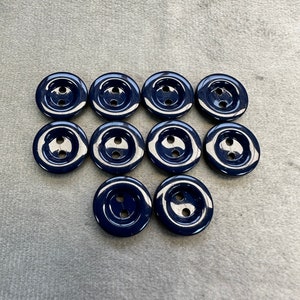 Glossy buttons navy blue classic design 15mm a set of 10