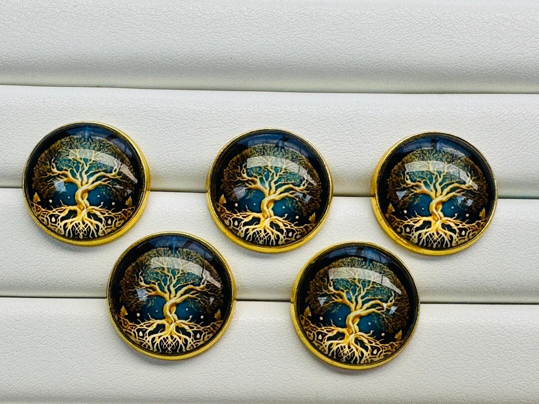 Tree of Life Buttons 22mm on a Shank Glass and Metal a Set of Five - Etsy