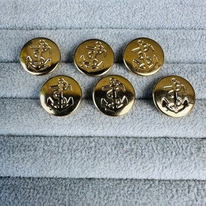 Anchor buttons gold-tone metal 17mm a set of 6