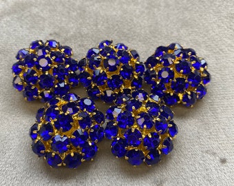 Blue Rhinestone Buttons With Shank. 13 Mm. for Sewing on a Headband, a  Dress, a Blouse, Shirt or Bling Accessories. 10 Small Crystal Buttons 
