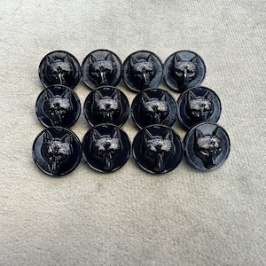 Bottoni testa di volpe blu navy 15 mm set da 12