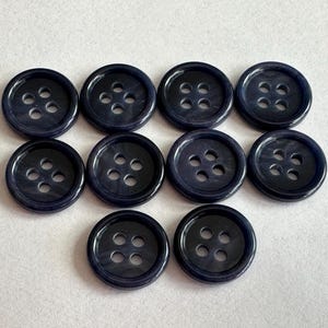 Navy Blue Ombre Buttons: 15mm Four-Hole Sew-Through, Set of 10