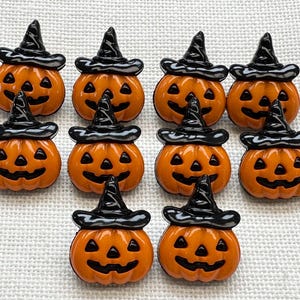 Botones de calabaza de 21 mm, sombrero de bruja, botones novedosos de Halloween, juego de costura para cárdigan, seis