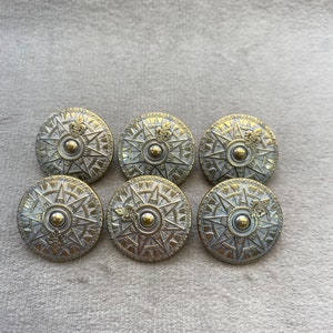 Metal compass buttons silver and gold effect 20mm a set of 6