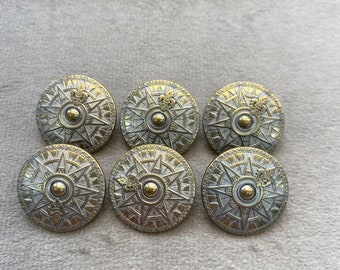 Metal compass buttons silver and gold effect 20mm a set of 6