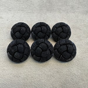 Textured buttons black woven effect 20mm a set of 6