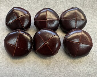 Real leather buttons 25mm a set of 6 brown