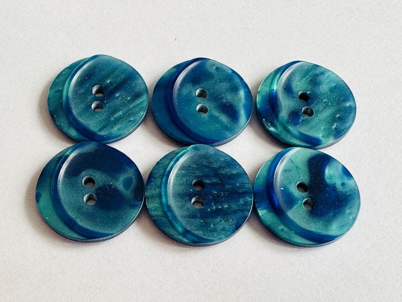 Blue Pearl Finish Buttons: Jade Green Highlights, 23mm - Set of 6 - Etsy