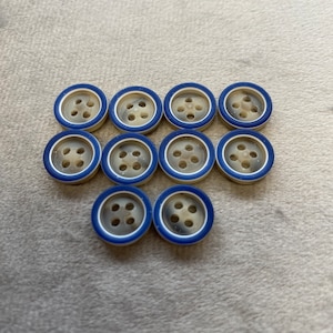 Matt buttons blue and beige multicolour design 10mm a set of 10