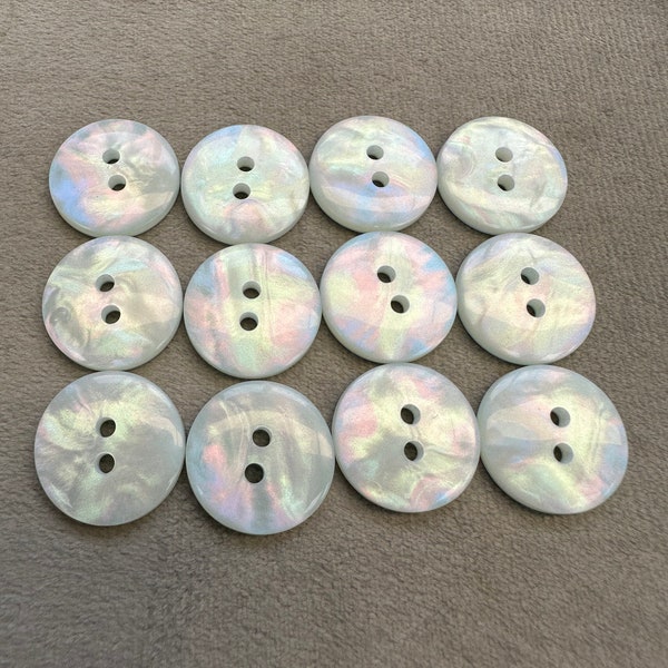 Iridescent buttons ice blue pearly finish 17mm a set of 12