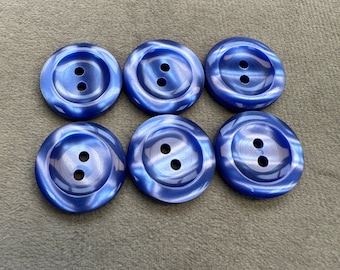 Boutons nacrés bleu roi 20 mm le lot de 6