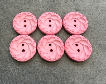 Textured buttons pink 23mm a set of 6