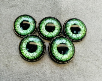 Steampunk eye buttons 21mm a set of 5 glass and metal