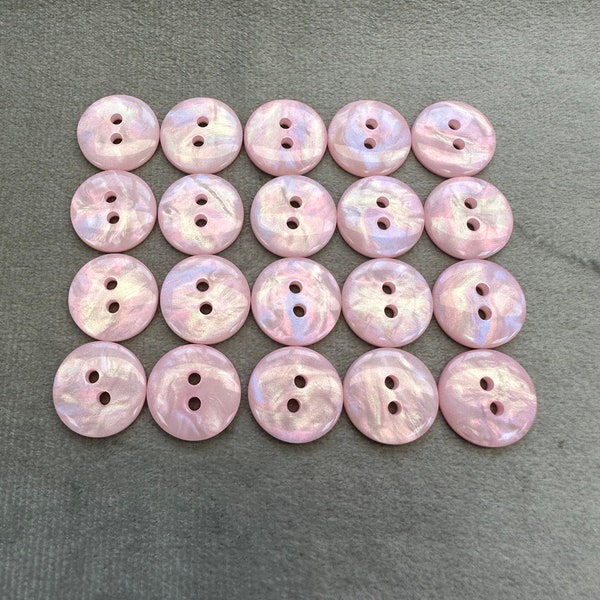 Iridescent buttons pink 15mm a set of 20
