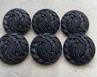 6, 25mm 40L Black Round Buttons, Buttons With Four Hole, Large Buttons,  Jacket Buttons, Coat Buttons, 1 Inch Buttons 