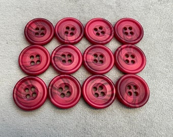 Ombre buttons red matt finish 18mm a set of 12